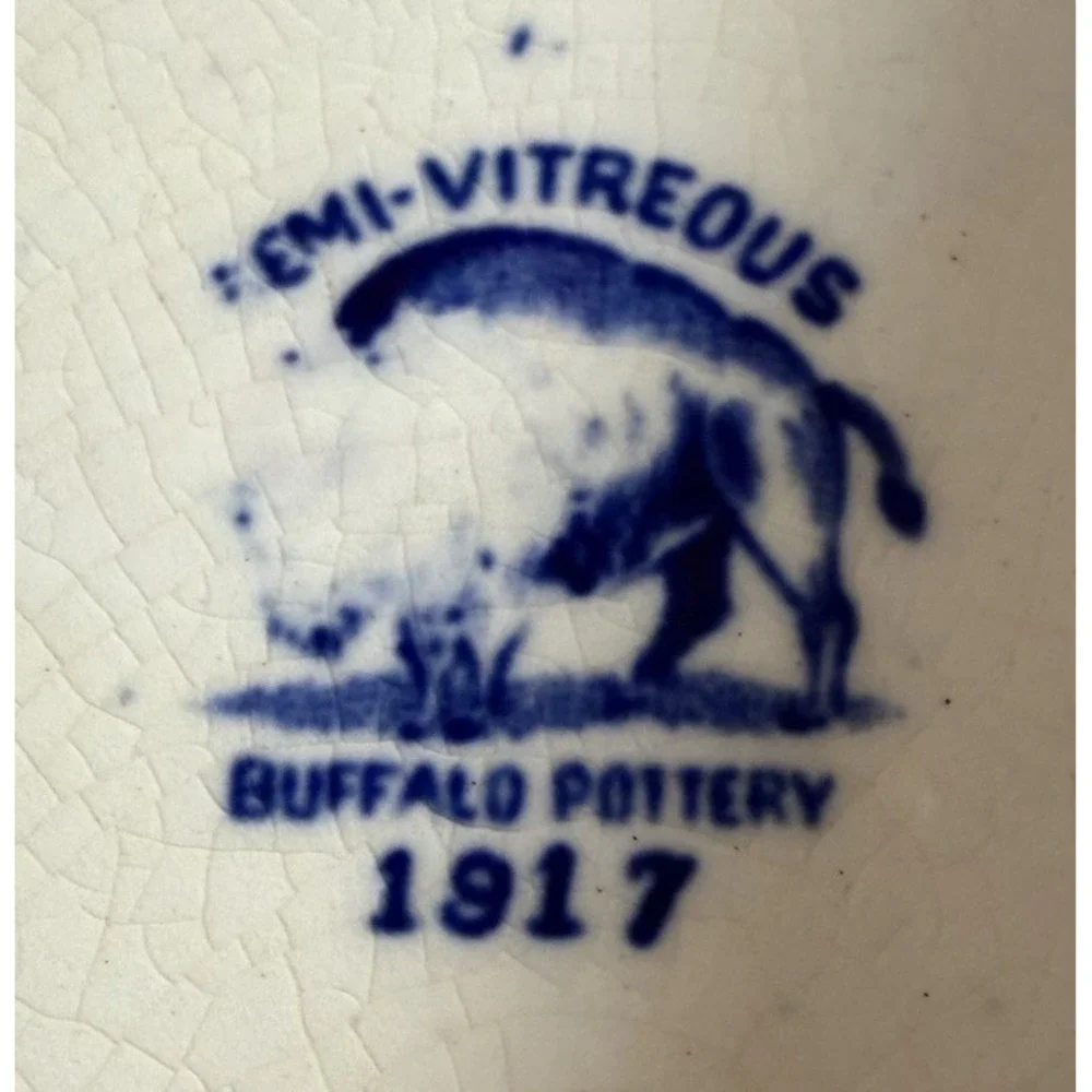 Antique 1917 Buffalo Pottery Blue Willow 13